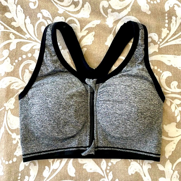 NWOT Gray Seamless Front Zip Sports Bra - Picture 4 of 10